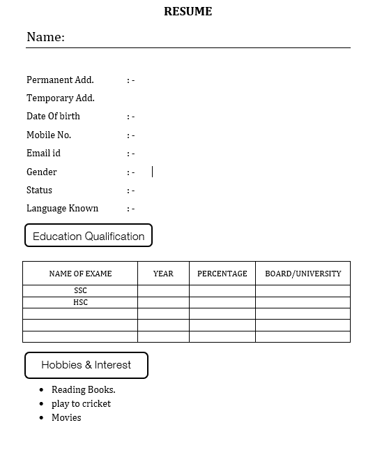 Professional Resume Formats