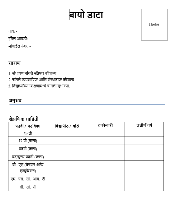 Professional Resume Formats