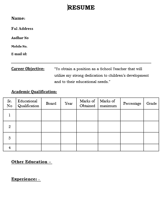 Professional Resume Formats