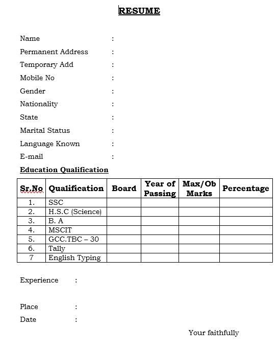Professional Resume Formats